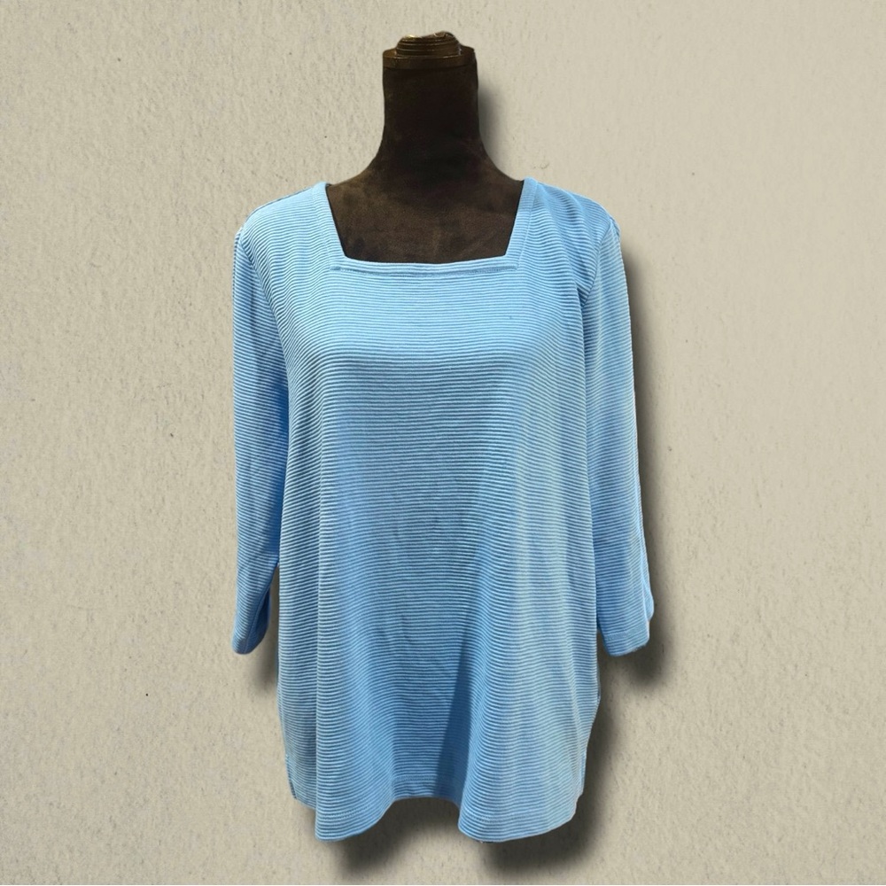 J.JILL BLUE WE OTTOMAN SQURE NECK TOP
Size: XL
